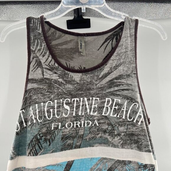 U.S. Apparel Men's St. Augustine Beach Tank Top Gray/Multi Size Small - Picture 2 of 9